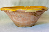 Large antique French bowl 'tian' with ochre glaze 16½"