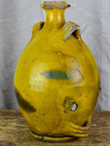 Antique French Provincial Conscience jug with yellow and green glaze - water / oil