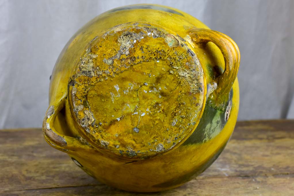 Antique French Provincial Conscience jug with yellow and green glaze - water / oil