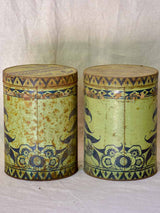 Pair of 1930's lolly tins branded Bonbons Tissot - blue and sage