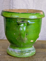 Antique French garden planter with green glaze