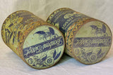 Pair of 1930's lolly tins branded Bonbons Tissot - blue and sage