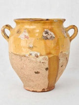 Antique French confit pot with ocher glaze 9½"