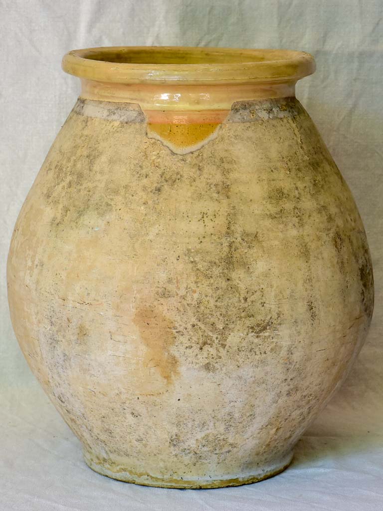 Small early 20th Century French Biot olive jar 18"