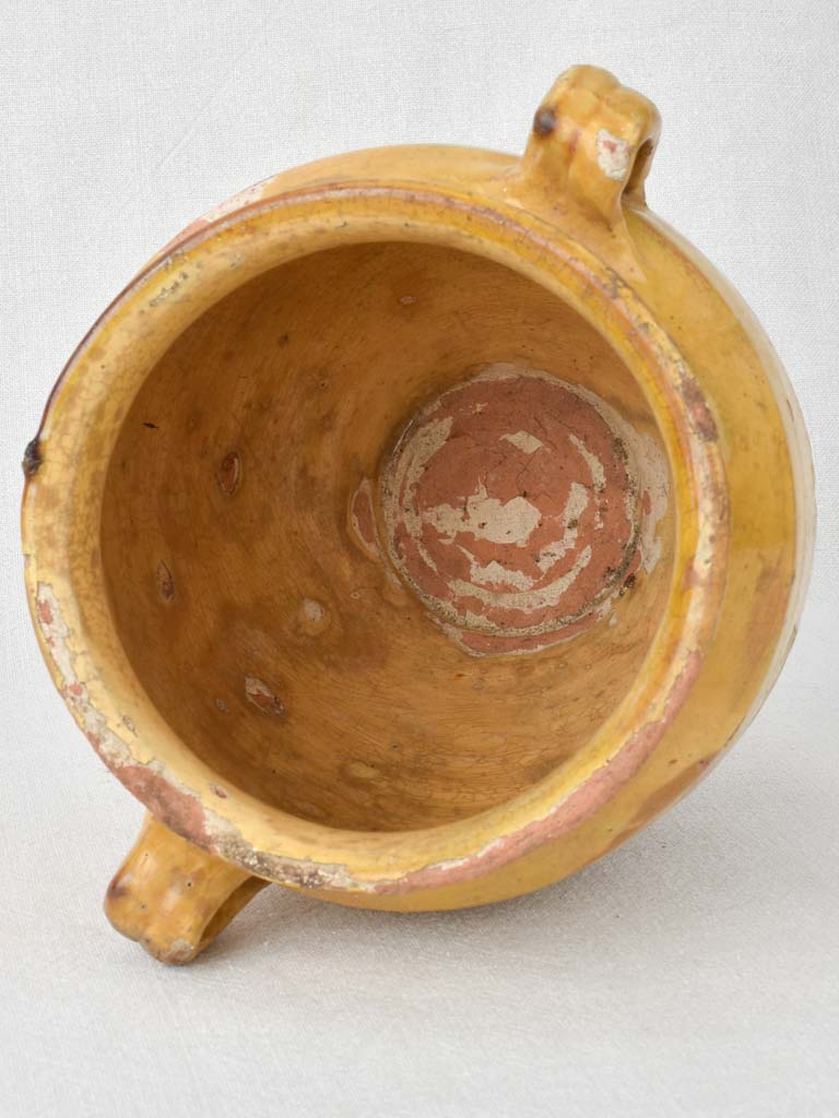 Antique French confit pot with ocher glaze 9½"