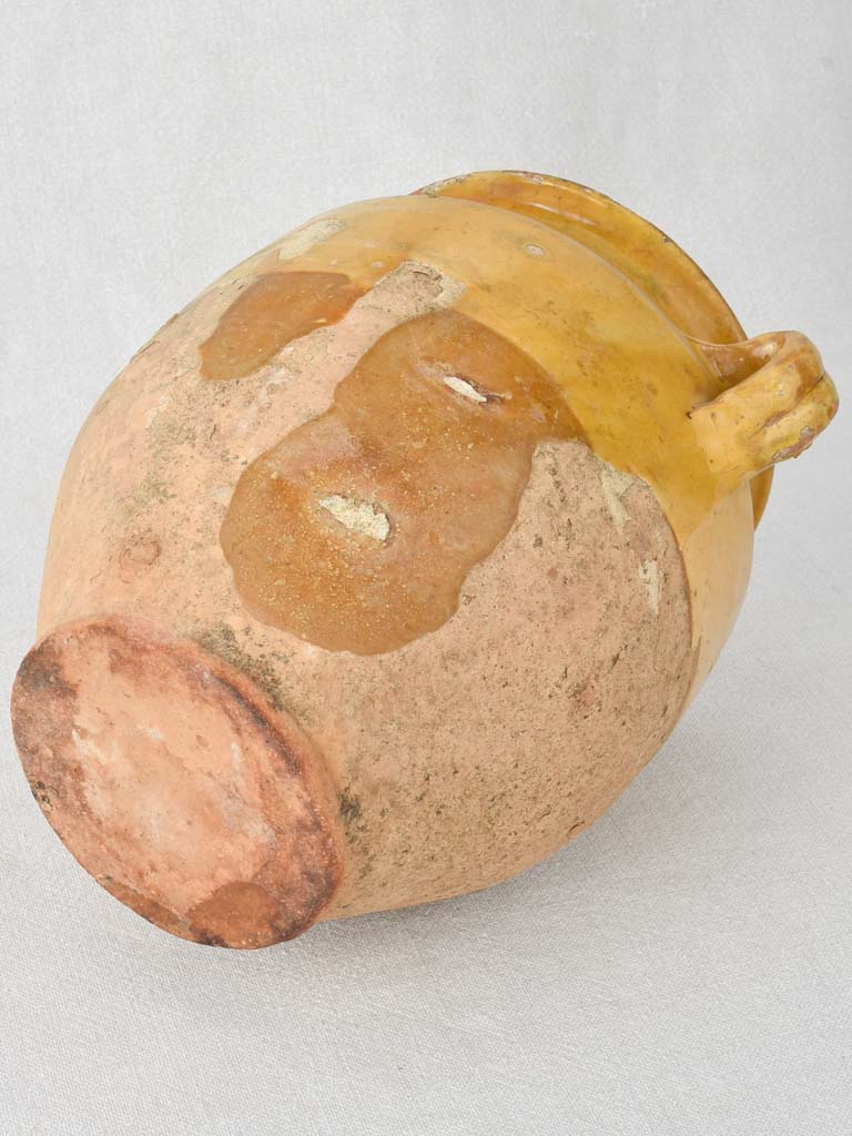 Antique French confit pot with ocher glaze 9½"