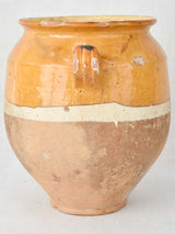 Lovely French confit pot with yellow ocher glaze 9"