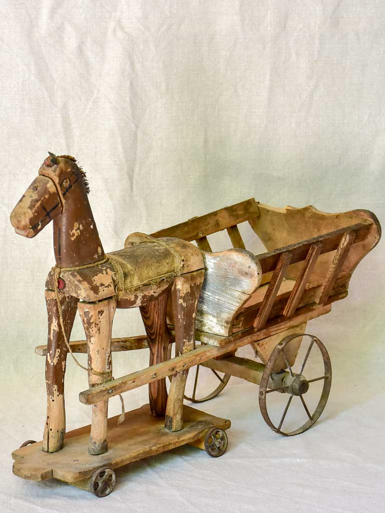 19th Century French toy horse and cart