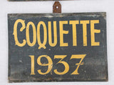 2 horse nameplates from 1937 - Coquette and Fauvette 13¾" x  9¾"