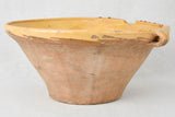 Large antique French tian bowl with yellow glaze 17¾"