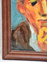 20th Century oil on board - Portrait of a man in a hat - Anna Costa 13½" x 16¼"