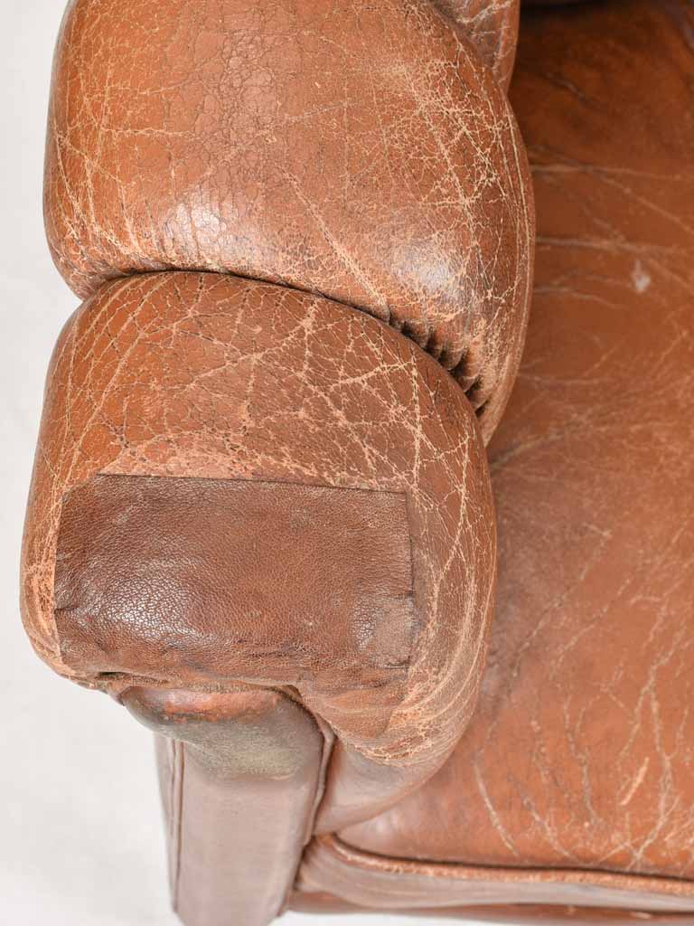 Pair of 1940s French leather club chairs