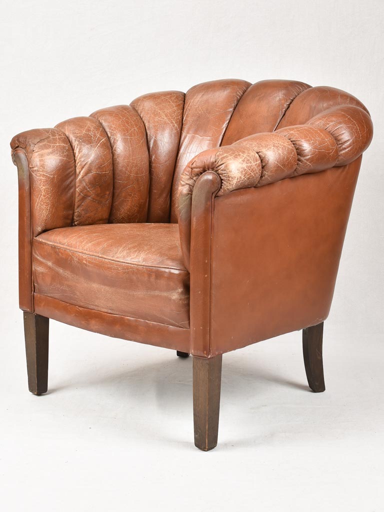 Pair of 1940s French leather club chairs