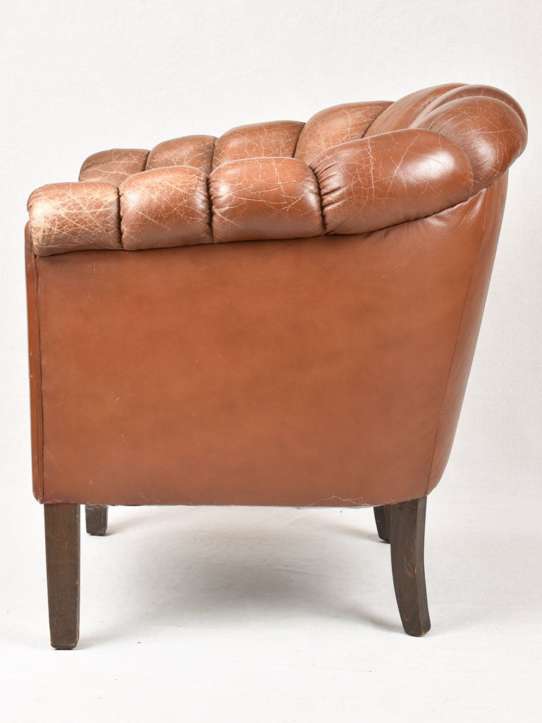 Pair of 1940s French leather club chairs
