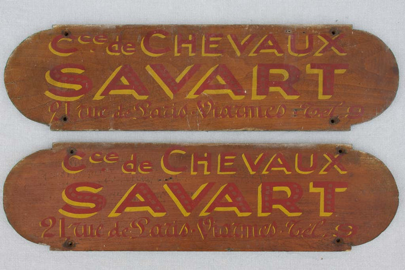 Two signs from horse stables - late 19th century 27¼" x
