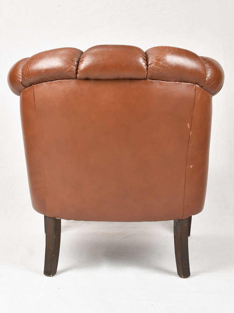 Pair of 1940s French leather club chairs