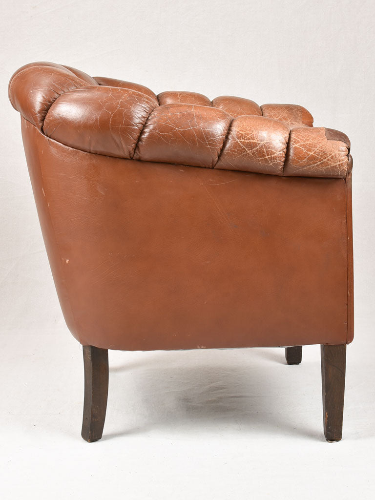 Pair of 1940s French leather club chairs