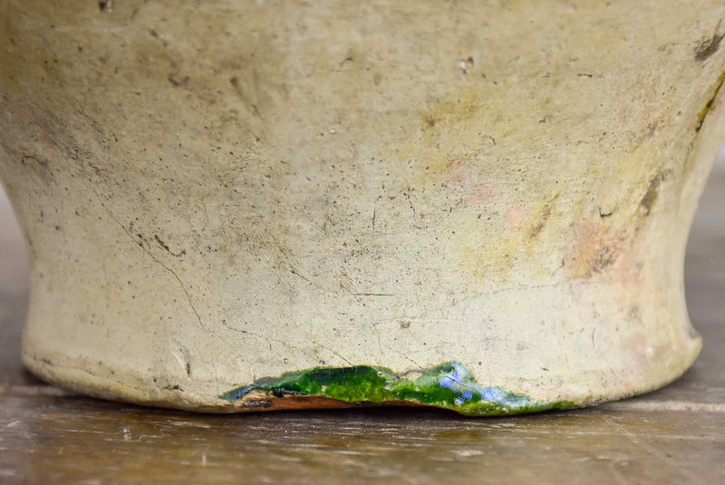 Antique French water jug with yellow and green glaze