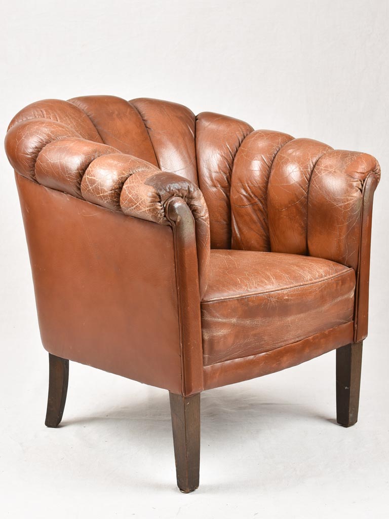 Pair of 1940s French leather club chairs