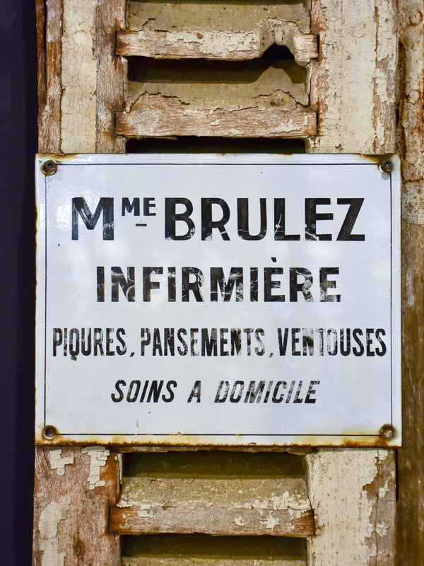 Vintage Rustic French Nurse Sign