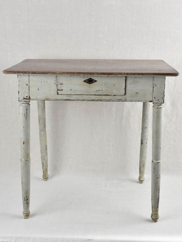 Rustic French side table / desk with blue gray patina - 18th century