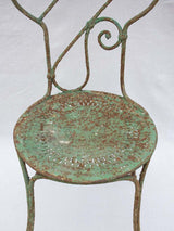 19th century French garden chair with green patina
