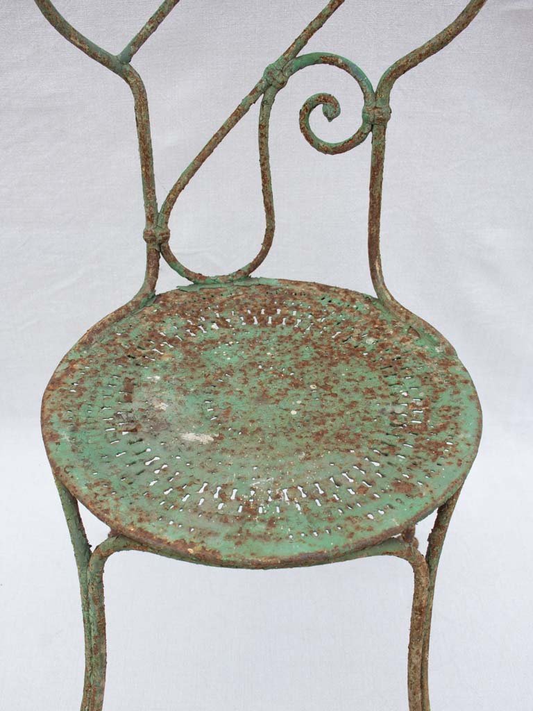 19th century French garden chair with green patina