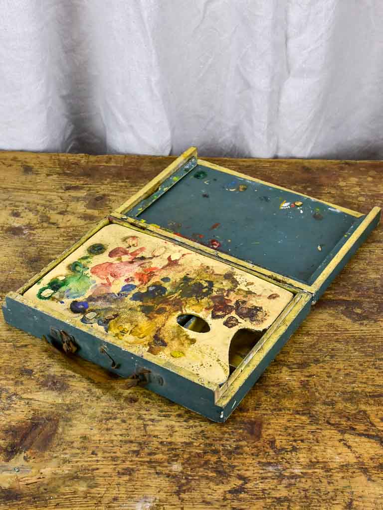 Antique French artist's paint box with palette