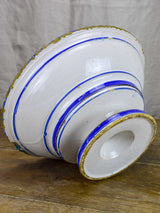 Antique fruit bowl with blue and white glaze
