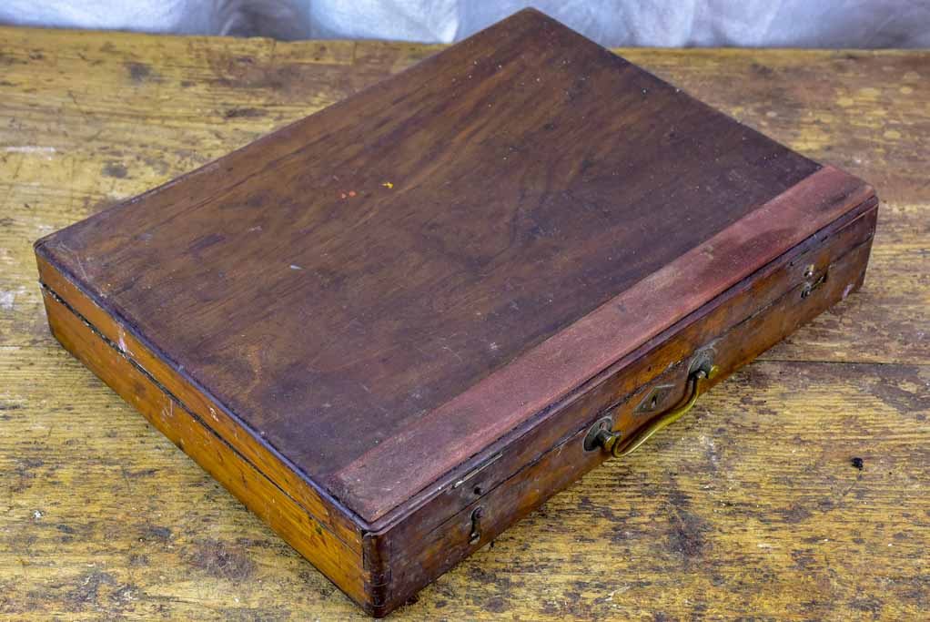Antique French artist's paint box with palette - large