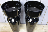 Vintage pair of extra-large black vases