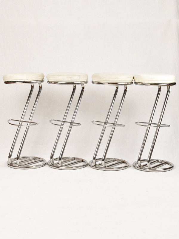 4 white vintage chrome bar stools 30¾"