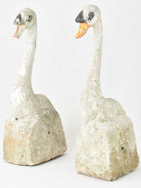 Pair of stone swan garden ornaments 21¾"