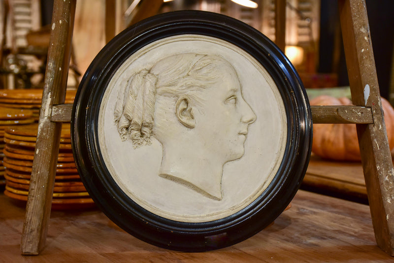 19th century Napoleon III plaster medallion - woman's profile