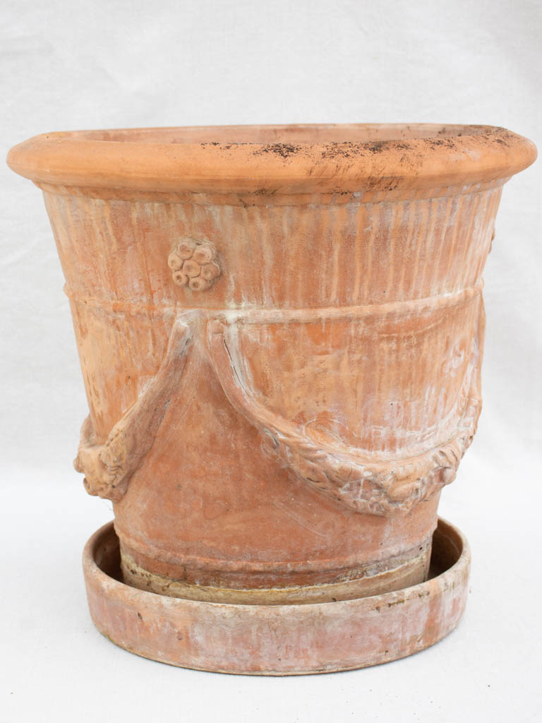 Vintage Biot terracotta planter with saucer