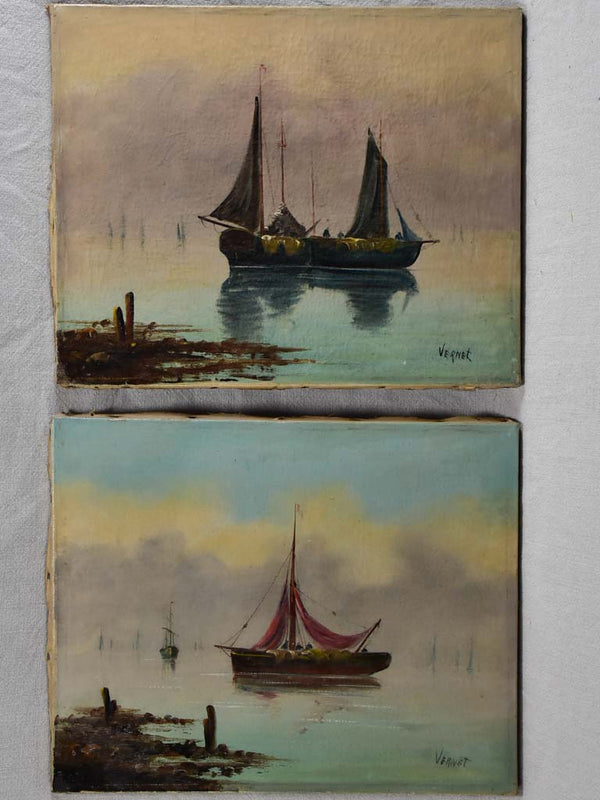 Pair of late nineteenth-century seascapes - oil on canvas - Vernet