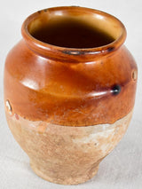 Antique French confit pot with brown glaze