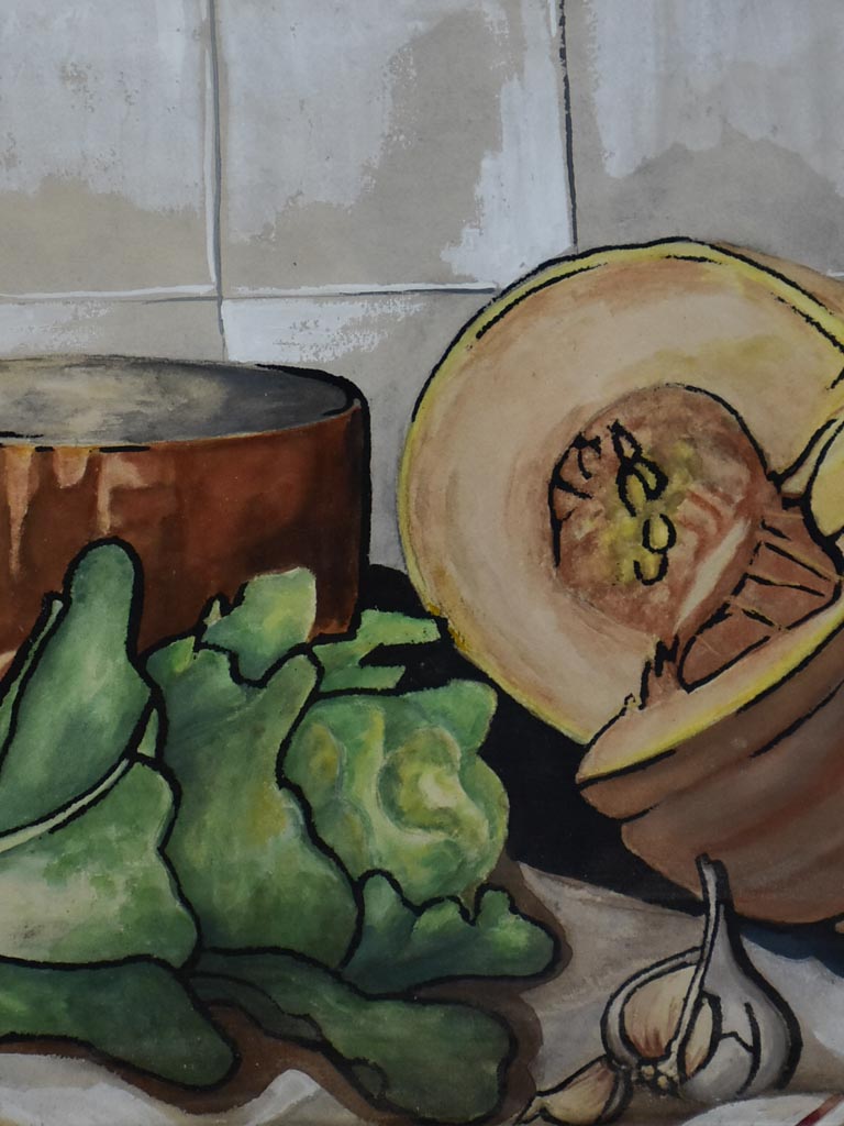 Antique Gouache Still Life Artwork
