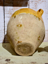 Antique French confit pot with orange glaze