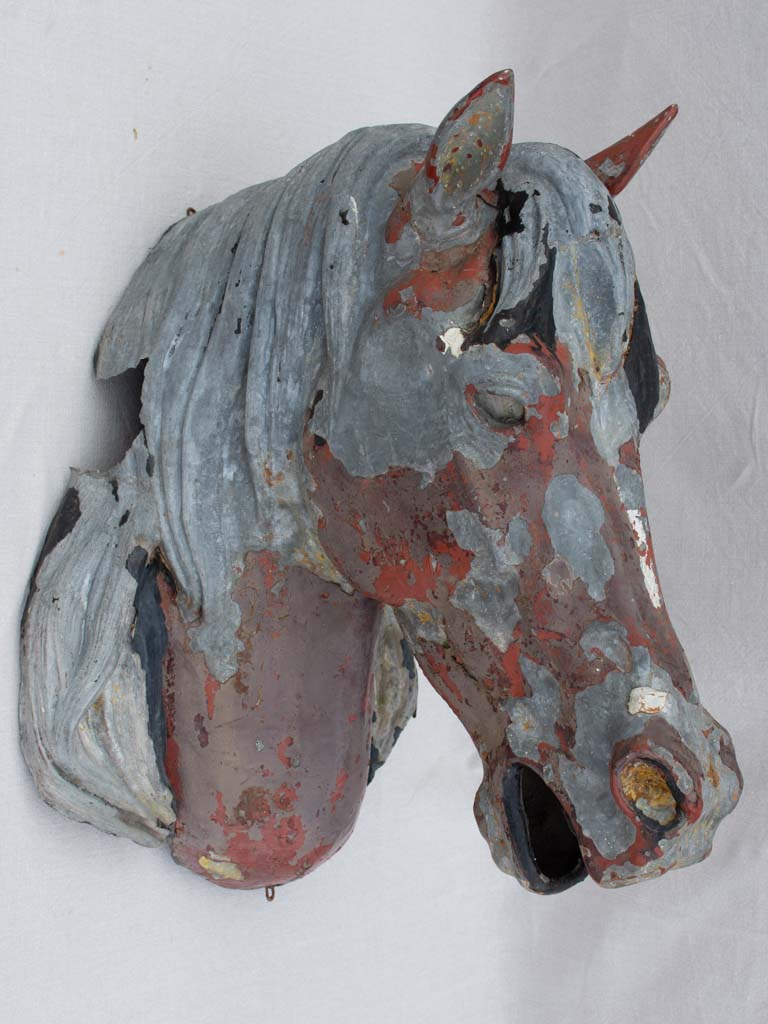 Very large rustic zinc horse head from stables