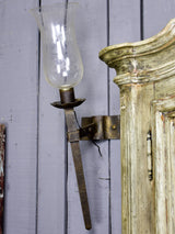 Pair of antique wall sconces from a maison de maître - etched glass