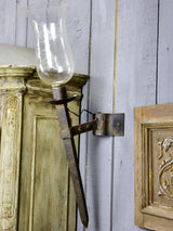 Pair of antique wall sconces from a maison de maître - etched glass