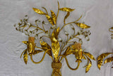 Pair of mid century wall sconces with gold foliage - style Maison Bagues
