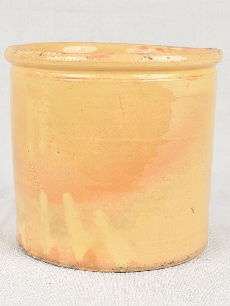 Antique French preserving pot with yellow glaze - large 7"