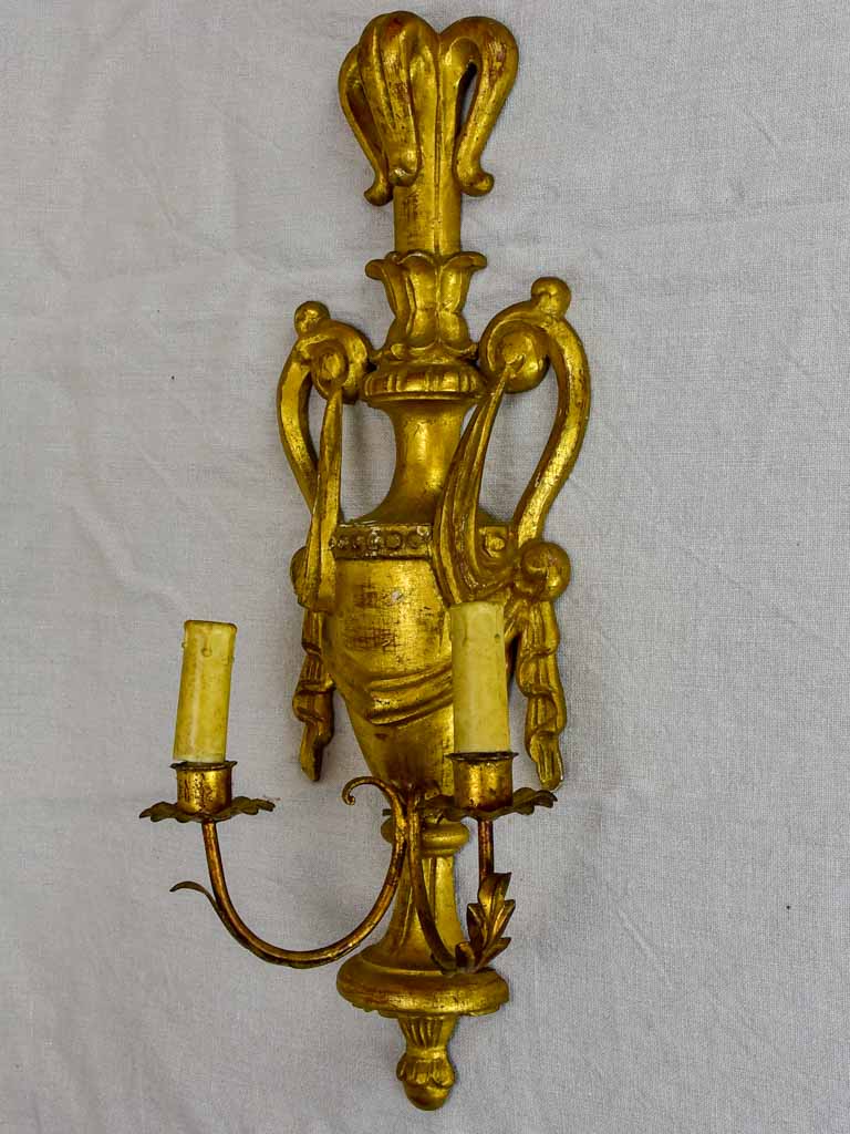 Pair of 19th Century Neoclassical gilded wall sconces