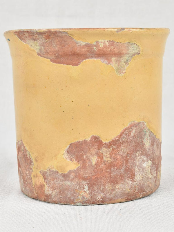 Antique French preserving pot with yellow glaze - medium 5½"