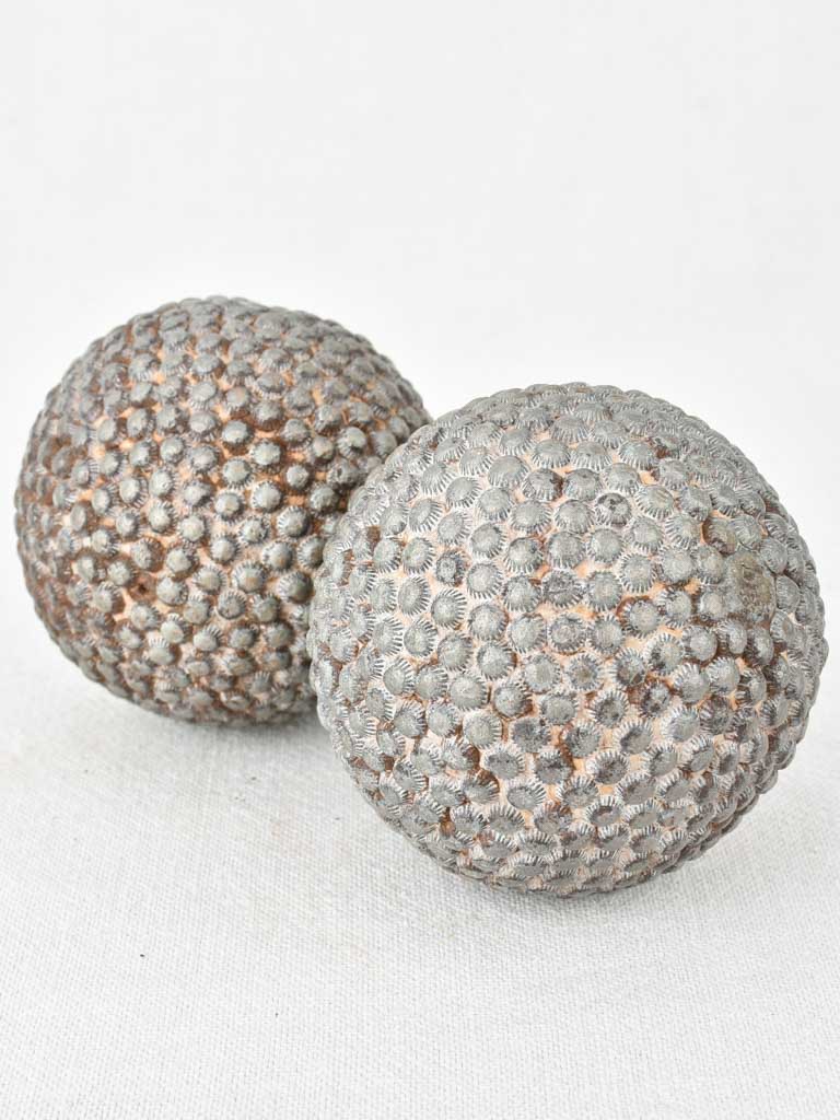 Antique French petanque balls with shell pattern 4