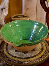 Large French preserving bowl with green glaze