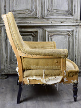 Rustic French Napoleon III bergere armchair