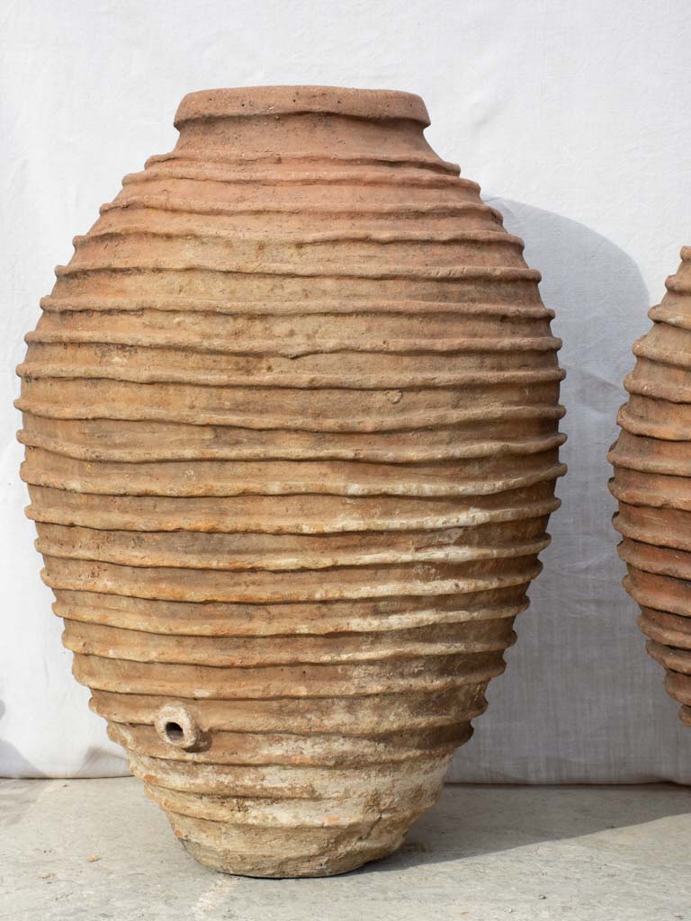 Two very large nineteenth century ribbed pots - Mediterranean 41"